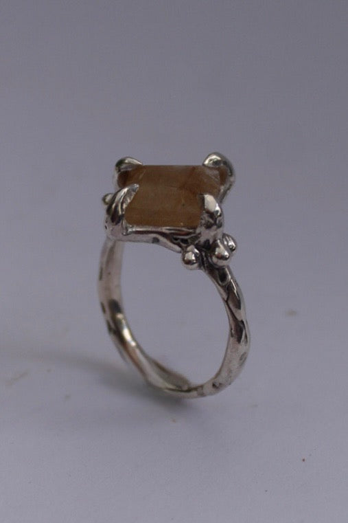 Golden Rutilated Quartz Ring
