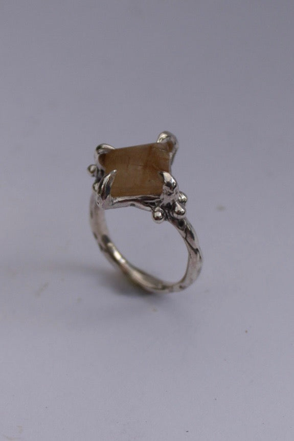 Golden Rutilated Quartz Ring